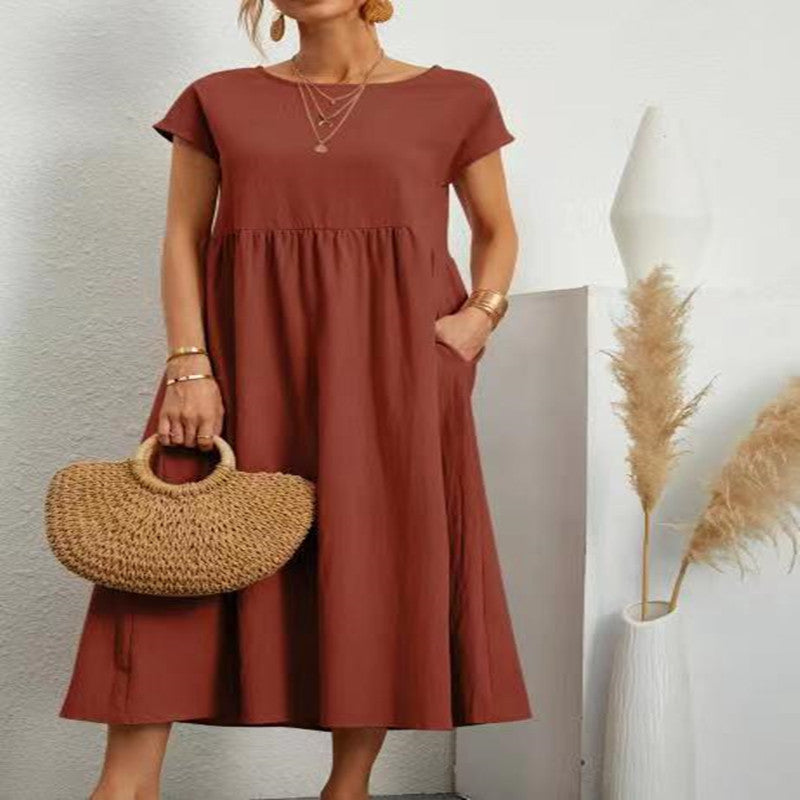 Cotton Linen Pocket Dress