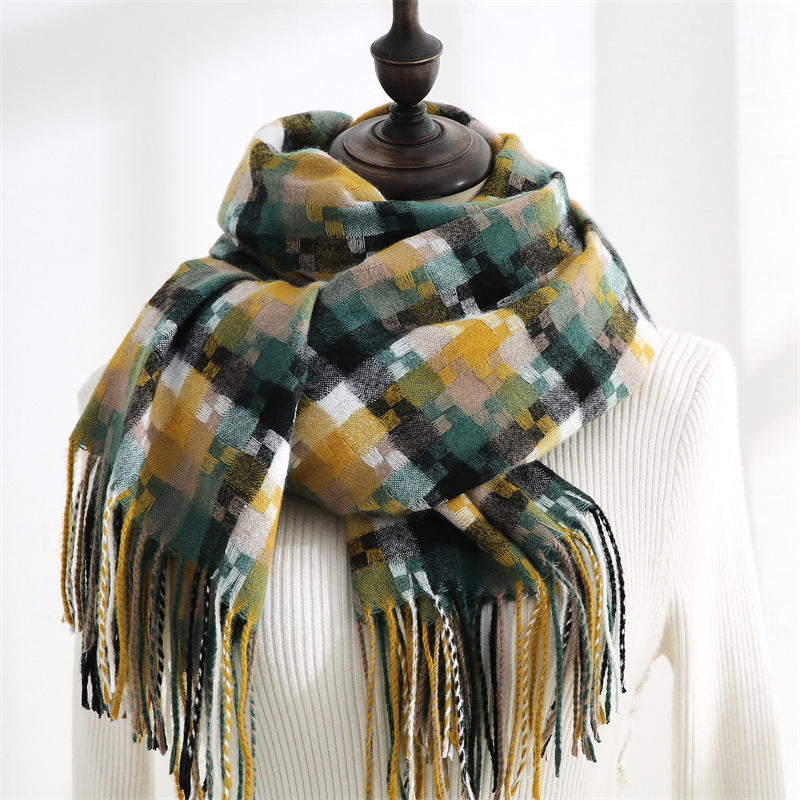 New Plaid Scarf Women Tassel Shawl Fashion