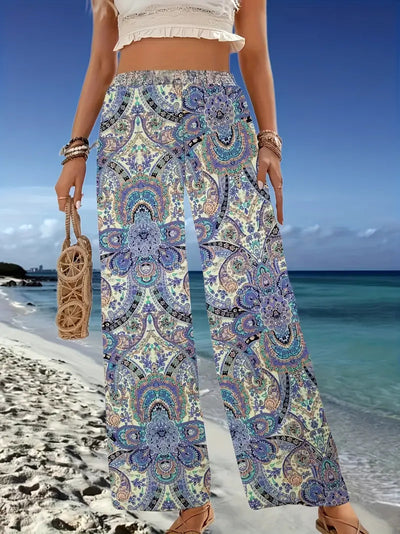 Bohemian Paisley Printed Wide-leg Pants