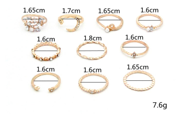 Love Pearl Leaf 10-Piece Ring