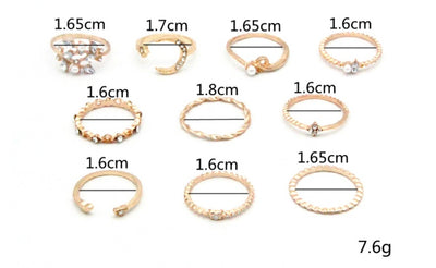 Love Pearl Leaf 10-Piece Ring