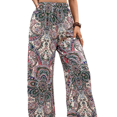 Bohemian Paisley Printed Wide-leg Pants