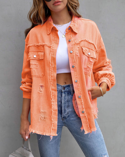 Fashion Ripped Shirt Jacket