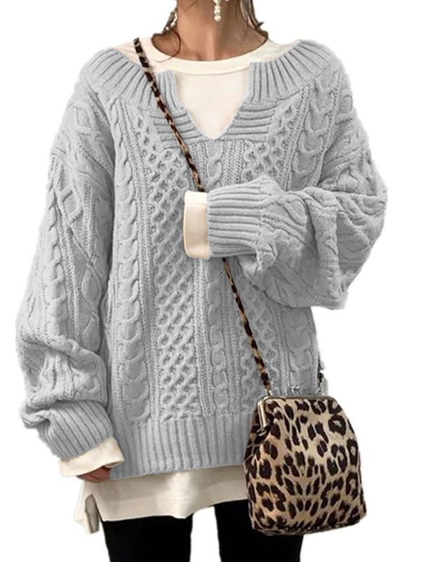 Linen Pattern Sweater Casual Knit Sweater