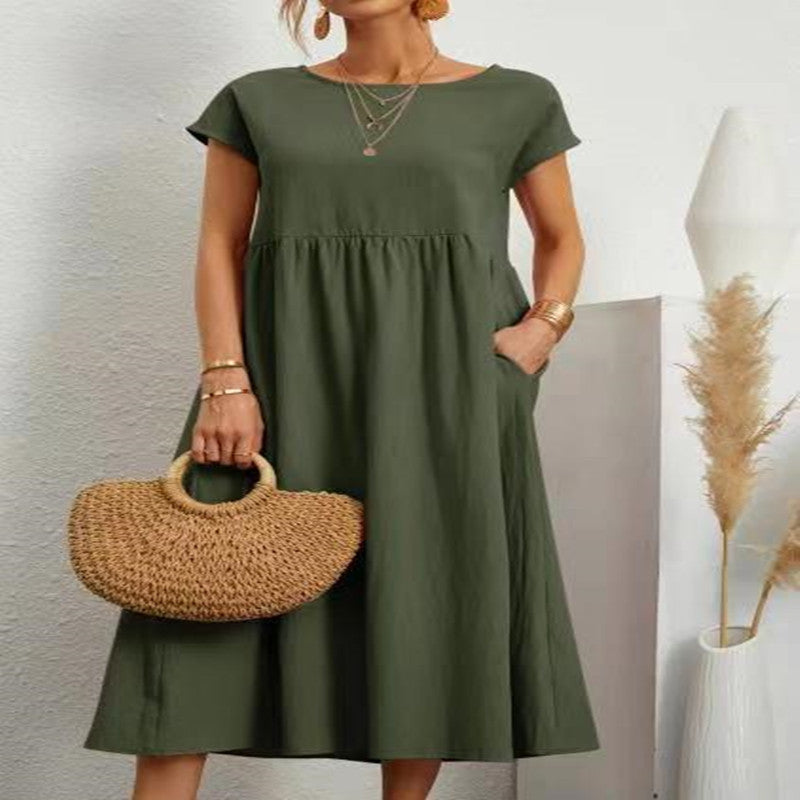 Cotton Linen Pocket Dress