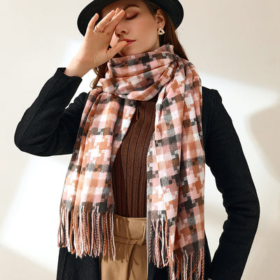 New Plaid Scarf Women Tassel Shawl Fashion