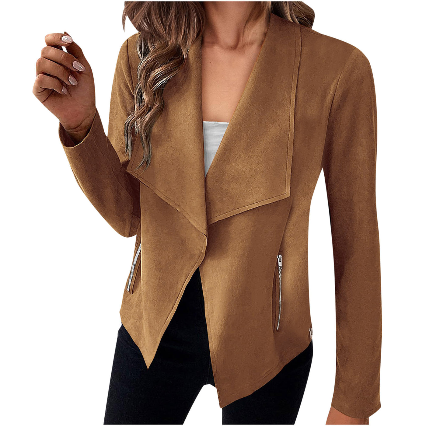 Women's Solid Color Suede Coat