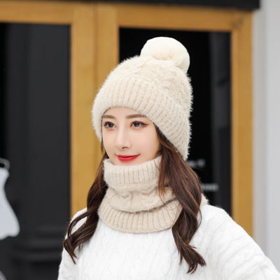 Women's Knitted Scarf Suit Student Wool Hat