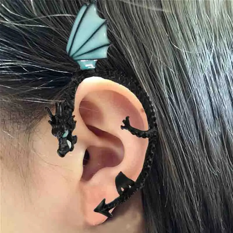 Earrings Dragon Ear Cuff Glow Earrings GLOW in the DARK Dragon Ear Clip Earings Stud Earrings WOMEN Girls Boys Jewelry Gift