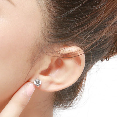 1 pair Medical Stainless steel Crystal Zircon Ear Studs Earrings For Women/Men 4 Prong Tragus Cartilage Piercing  Jewelry