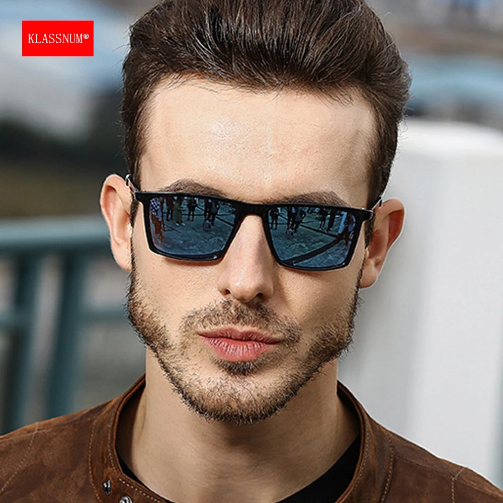 KLASSNUM Polarized Sunglasses for Men Luxury Brand 2024 Trendy Anti UV400 Shads Driving Sport Sun Glasses Metal Retro Glasses