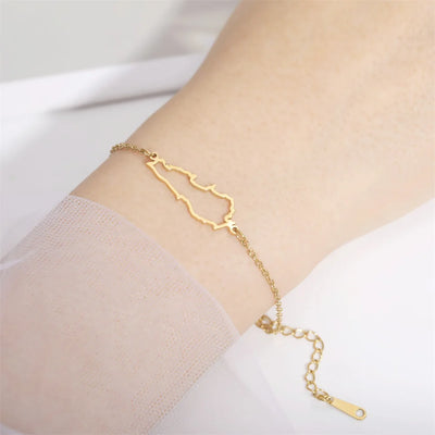 EUEAVAN Lebanon Map Outline Hollow Pendant Bracelet Stainless Steel Country  Liban Maps Bracelets Geography Jewelry for Woman