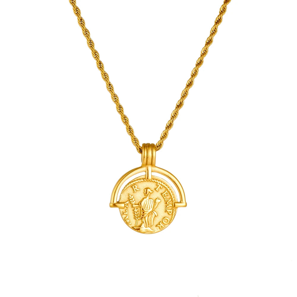 1 Piece Europe and the United States personalized vintage Roman coin pendant necklace for daily and special occasions to wear