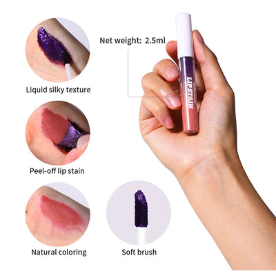 New Tear-off Matte Lip Gloss Peel-off Metallic Liquid Lipstick Long-lasting Waterproof Natural Pink Lip Tint Cosmetic For Women