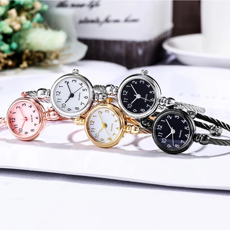 YIKAZE Women Watches Small Gold Bangle Bracelet Watch Stainless Steel Retro Ladies Quartz Wristwatch Clock Fashion Dress Watch