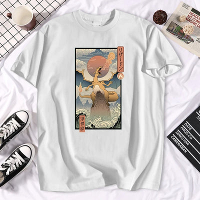 Catzilla Clothes Japanese Cat Kitten Anime T-Shirt Male Female Harajuku Vintage Graphic Tshirts Summer Unisex Streetwear Tops