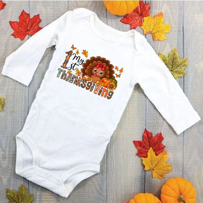 My First Thanksgiving Baby Boys Girls Romper Infant Cute Baby Clothes Toddler Thanksgiving Gift Rompers Fall Baby Jumpsuit