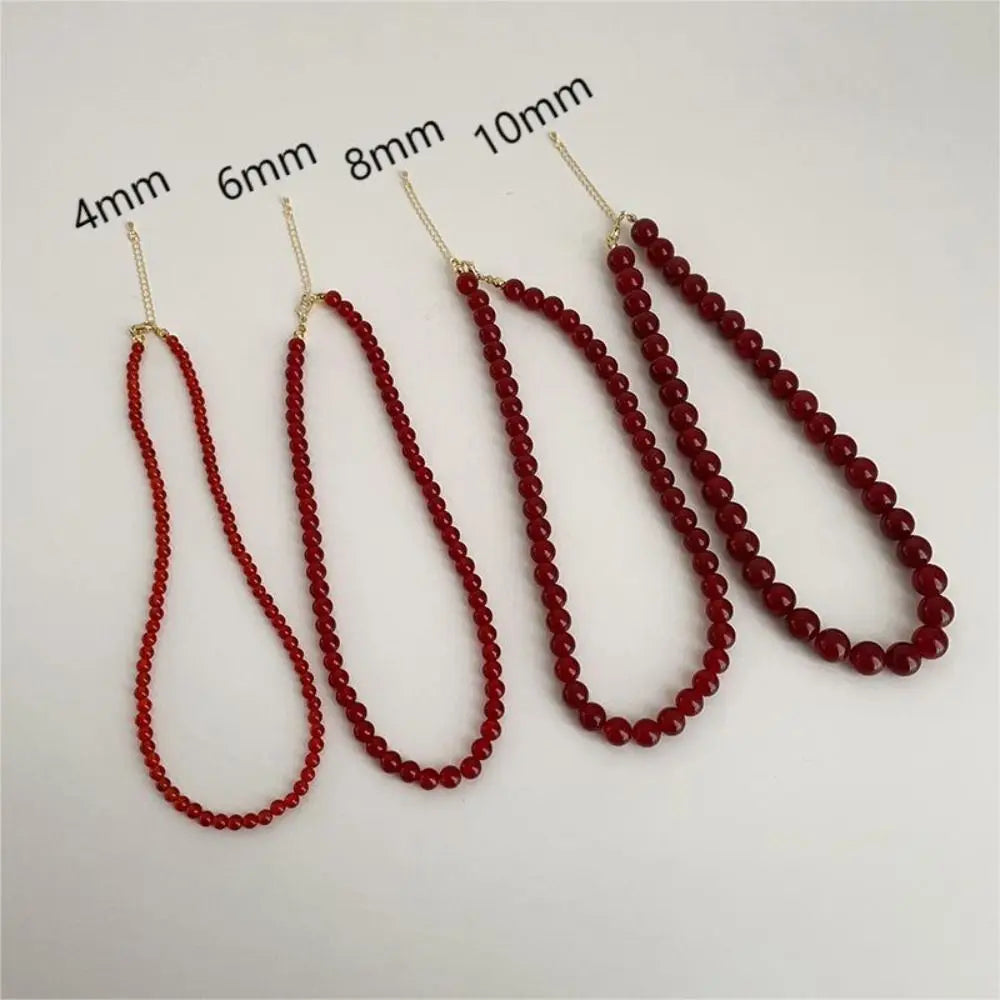 Red Faceted Agate Natural Stone Beads Crystal Round Loose Spacer Bead For Jewelry Making DIY Needlework Bracelets Necklace