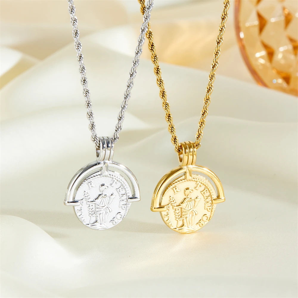 1 Piece Europe and the United States personalized vintage Roman coin pendant necklace for daily and special occasions to wear