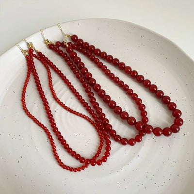 Red Faceted Agate Natural Stone Beads Crystal Round Loose Spacer Bead For Jewelry Making DIY Needlework Bracelets Necklace