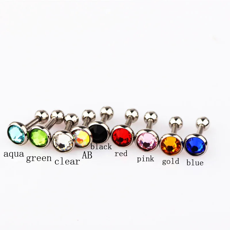 2Pcs 3/4/5Mm Crystal Stud Earring Screw Back Stainless Steel Cz Zircon Earrings Men Women Ear Cartilage Piercing Body Jewelry