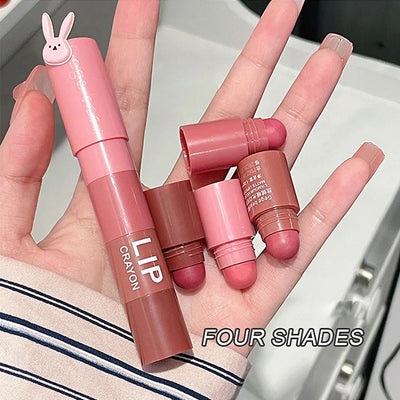 Gege Bear 4 in 1 Velvet Matte Crayon Lipstick Super Stay Makeup Pink Red Long Wear Waterpoof Non-Stick Cup Tiny Lip Stick