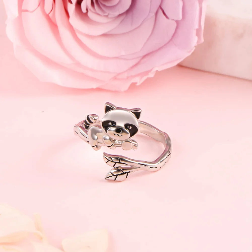 Cute and Creative Raccoon Animal Ring, Party Jewelry, Great Christmas Halloween Thanksgiving Day Gift, Valentine's Day Gift