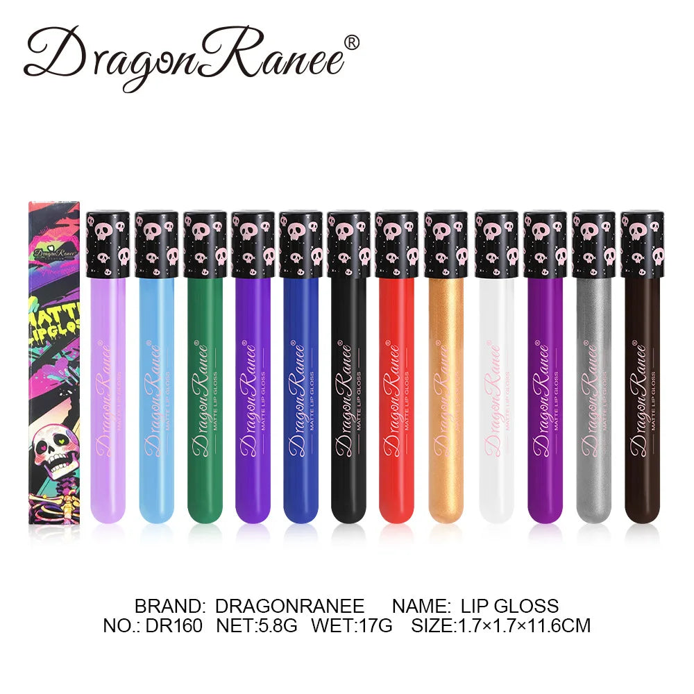 12 Color Halloween Lip Gloss Makeup Black Green Purple Lipstick Christmas Tint Moisturizer Waterproof Matte Lipstick Lip Pigment