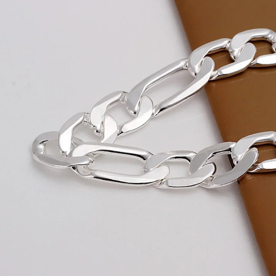 SAIYE top quality  925 Sterling Silver Bracelet Jewelry fashion charm Men Women Chain 6/8/10/12MM Bracelets noble nice link