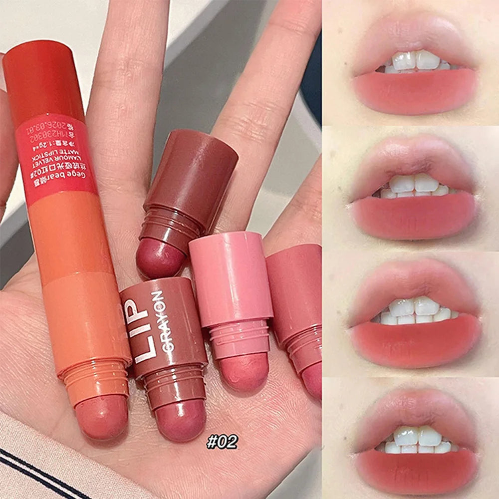 Gege Bear 4 in 1 Velvet Matte Crayon Lipstick Super Stay Makeup Pink Red Long Wear Waterpoof Non-Stick Cup Tiny Lip Stick