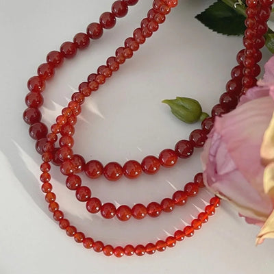 Red Faceted Agate Natural Stone Beads Crystal Round Loose Spacer Bead For Jewelry Making DIY Needlework Bracelets Necklace