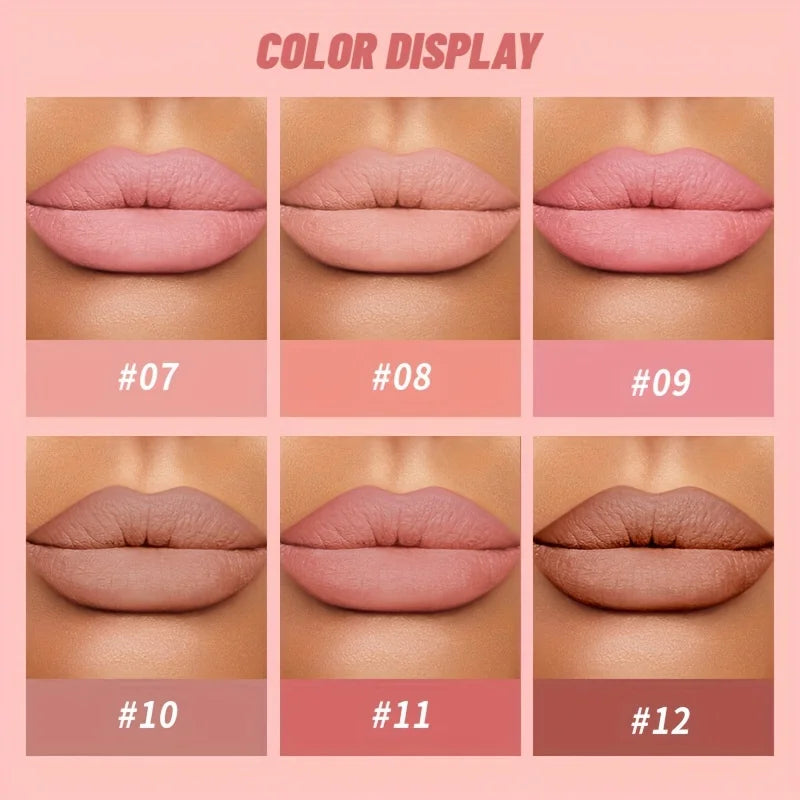 USHAS 6 Color Matte Velvet Nude Lipstick Long-lasting Waterproof Lipstick Moisturizing Brown Pink Lip Makeup