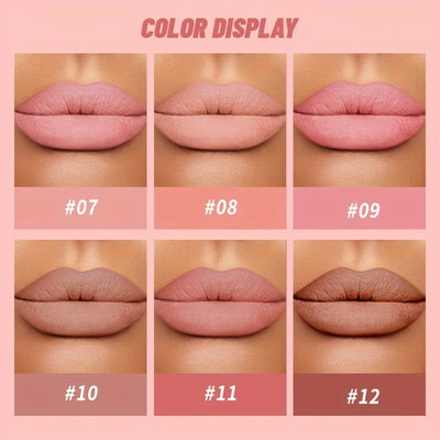 USHAS 6 Color Matte Velvet Nude Lipstick Long-lasting Waterproof Lipstick Moisturizing Brown Pink Lip Makeup