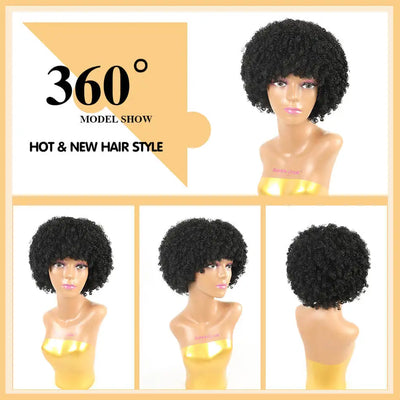 Short Afro Kinky Curly Wigs Synthetic Pixie Wigs For Black Women Natural Hair Styles Curly Hair Short Afro Curly Wigs For Women