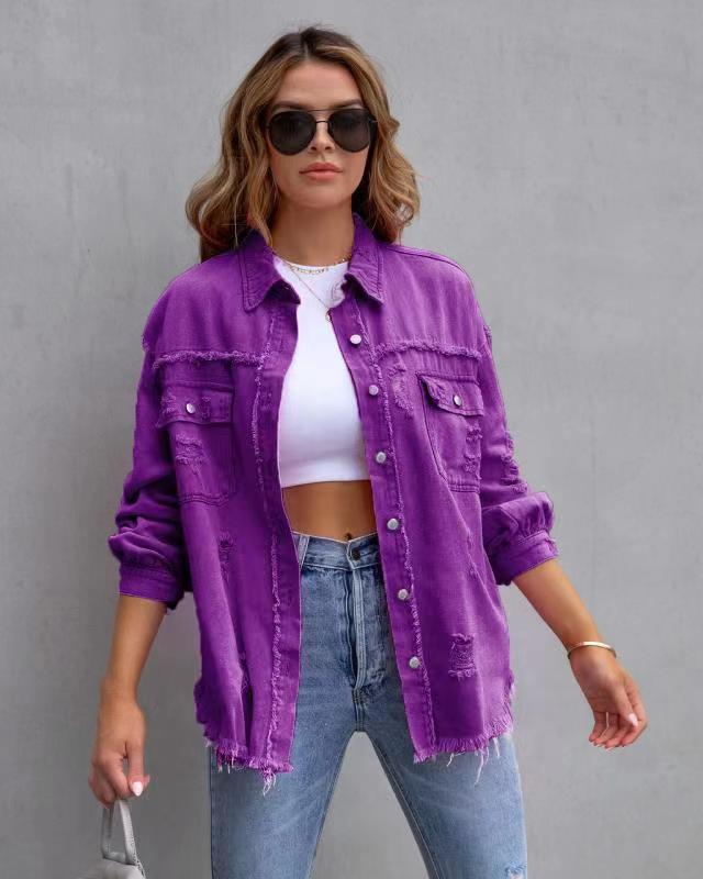 Fashion Ripped Shirt Jacket