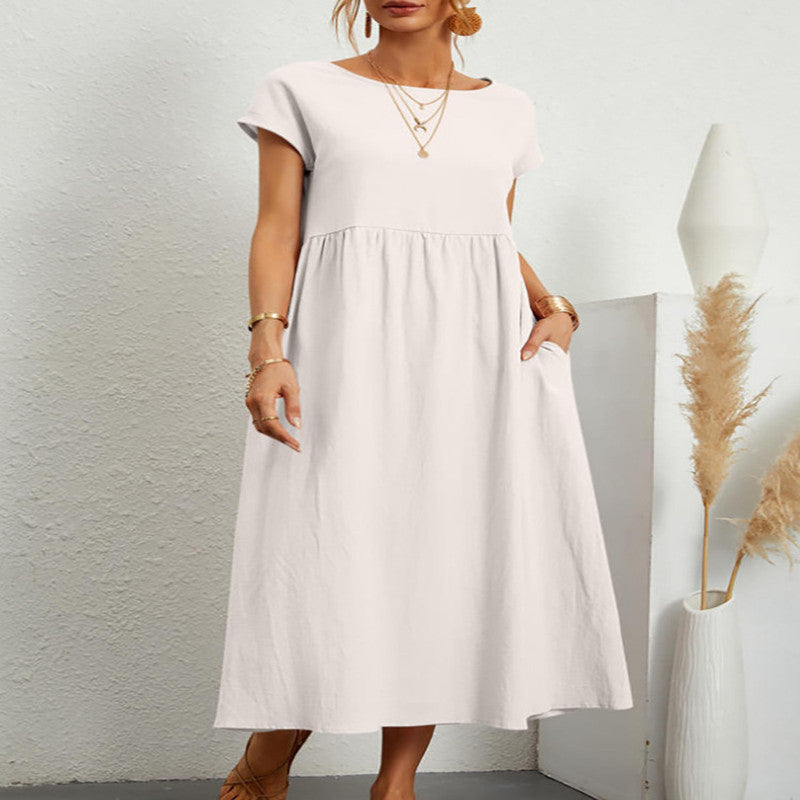 Cotton Linen Pocket Dress