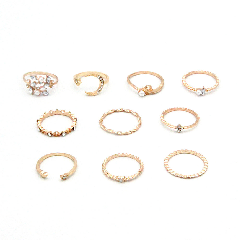 Love Pearl Leaf 10-Piece Ring