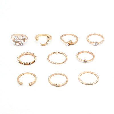 Love Pearl Leaf 10-Piece Ring