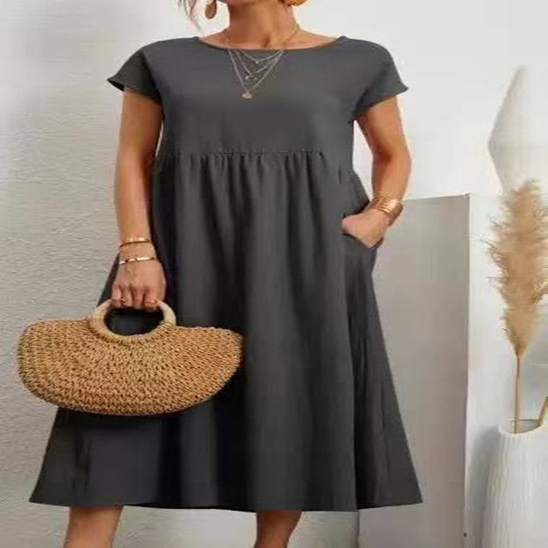 Cotton Linen Pocket Dress